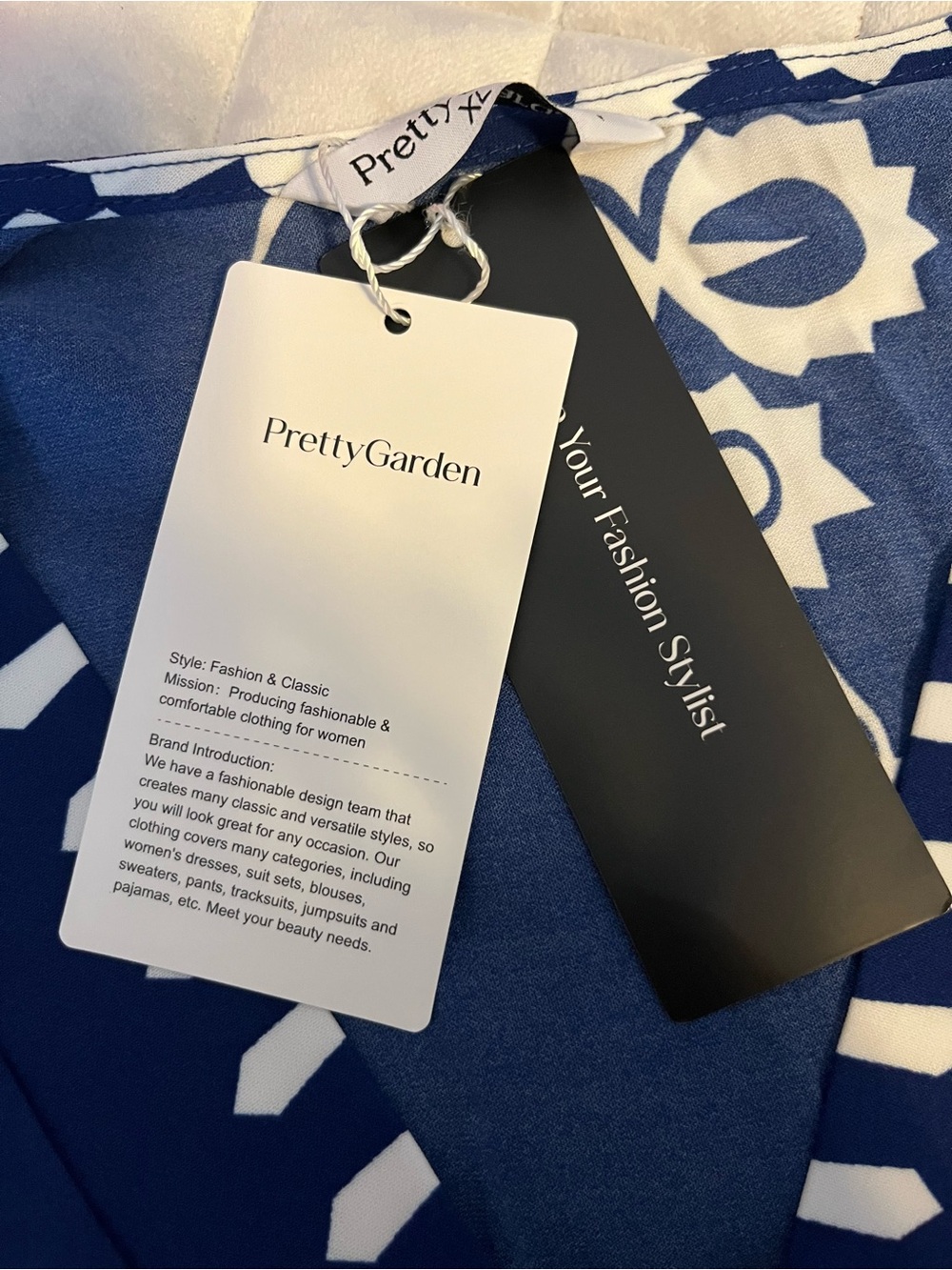 NWT Pretty Garden Blue and White Peasant Maxi Dress Size XL - Picture 11 of 12